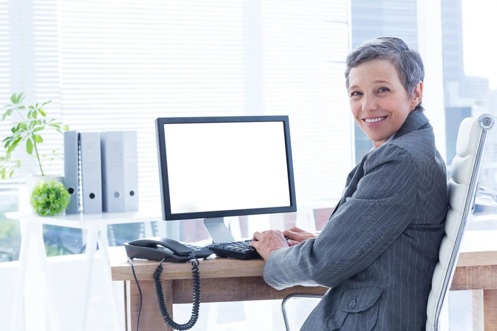 Customer reviewing technology purchase options